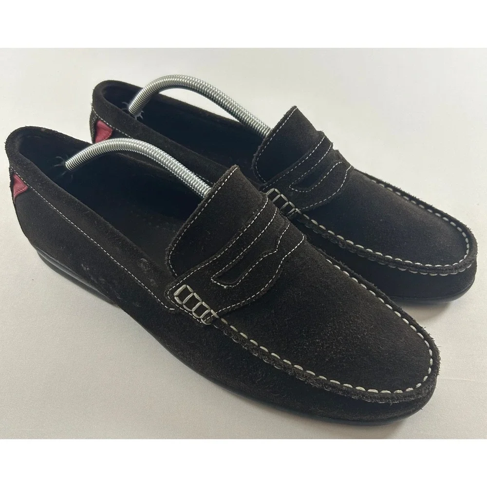 FootJoy Club Casual Loafers Mens 11W Brown Suede Shoes 79038 Contrast Stitch